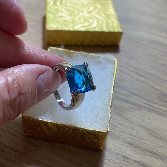 Blue Topaz Silver Ring New 7 - Picture 5 of 5
